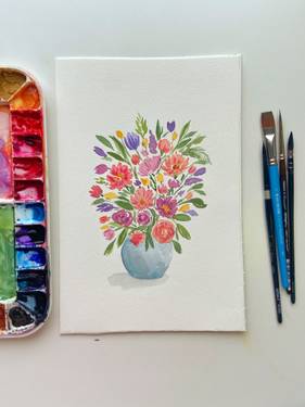 A Watercolor Floral Vase experience project by Yaymaker