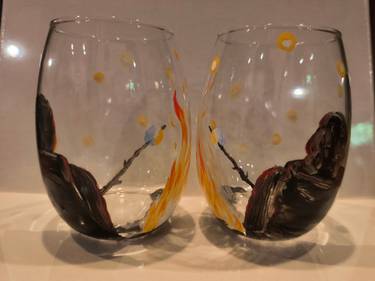 Firefly Campfire Wineglasses - Paint Nite event in Lincoln, RI