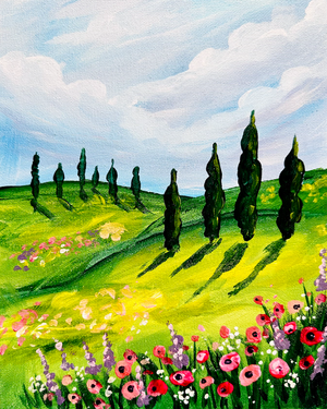 Tuscany Cypress & Wildflowers - Paint Nite event in PASADENA, CA