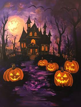 The Haunted Mansion at Moonlight - Paint Nite event in Richmond, BC