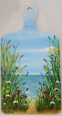 Wildflowers at the Lake on a wood paddle - Paint Nite event in Lindsay , ON