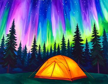 Camping Under the Northern Lights - Paint Nite event in Mississauga, ON