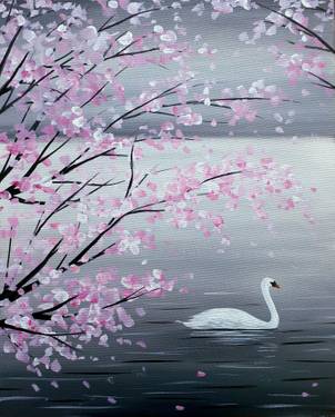 Cherry Blossom Swan - Paint and sip event at The Canadian Brewhouse - Ellerslie in Edmonton, AB - PaintNite.com