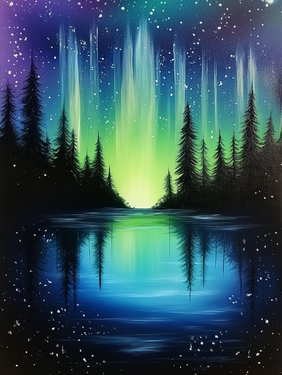 Bright Northern Lights - Paint and sip event at Riley's Sports Bar & Grill in Janesville , WI - PaintNite.com