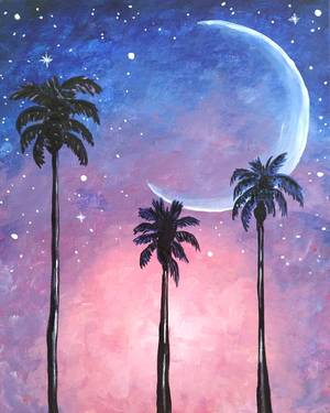 Magical Palm Tree Moon - Paint and sip event at St Louis Atrium in Toronto, ON - PaintNite.com