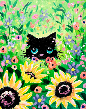 Sunflower Garden Cat - Paint Nite event in Coquitlam, BC