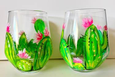 A Cute Cactus Wine Glasses experience project by Yaymaker