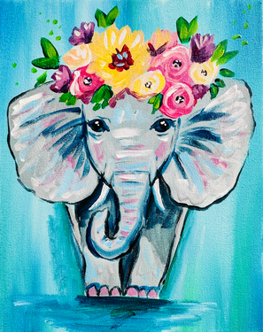 Floral Elephant Baby - Paint Nite event in Costa Mesa, CA