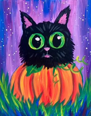 Pumpkin Cat - Paint Nite event in Vancouver, BC