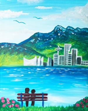 A View of Vancouver - by Team Cedar Forest  - Paint Nite event in Richmond, BC