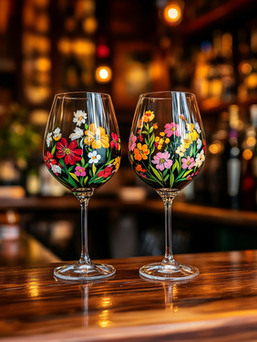 A Spring Wildflower Wine Glasses  experience project by Yaymaker