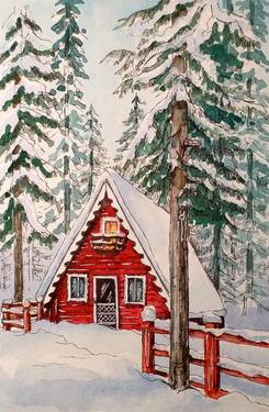 On Demand: Red Cottage (Watercolor) with Ghazaleh Naderian