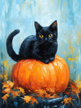Black Little Kitty on a Fall Pumpkin - Paint Nite event in sa, CA