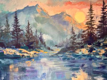 Paint Nite: Teal Mountain Majesty