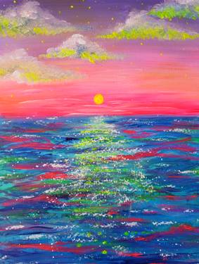 Neon Ocean Tides Sunset  - Paint Nite event in Montreal, QC