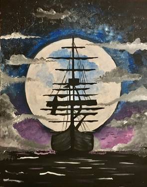 Moonlit Ghost Ship - Paint Nite event in Chico, CA