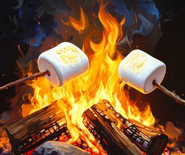 Roasting Marshmallows By The Campfire 2 - Paint and sip event at Tracks Brew Pub - Downtown Brampton in Brampton, ON - PaintNite.com