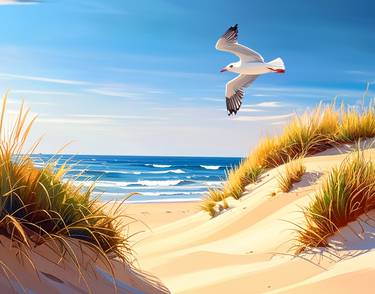 Seagull Flying Over the Sand Dunes - Paint Nite event in Milton, ON