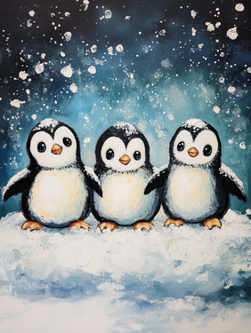 Penguin Snow Family - Paint and sip event at Momos Sports Bar & Grill - Holbrook  in Holbrook, NY - PaintNite.com