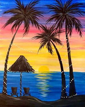 Sunset Tropical Vacation - Paint and sip event at Pete's Restaurant & Brewhouse in Rocklin, CA - PaintNite.com