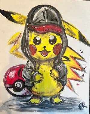 Pikachu  - Paint and sip event at Swirl Cafe & Games in Edmonton, AB - PaintNite.com
