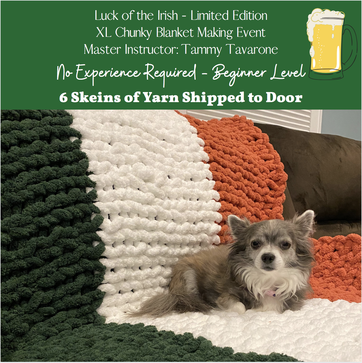 A Luck of The Irish Chunky Blanket 6 Skeins Shipped to Door experience project by Yaymaker
