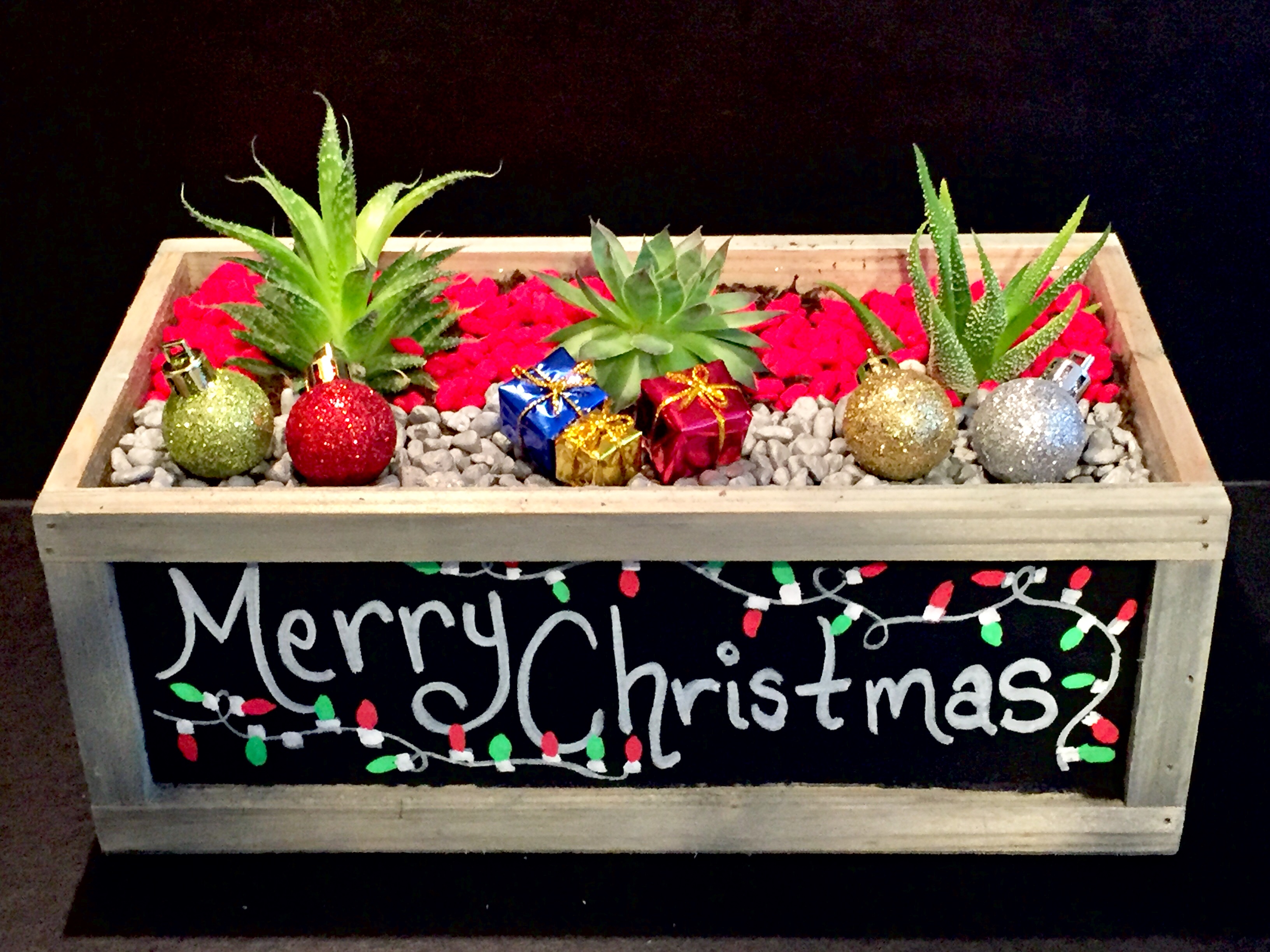 A Merry Christmas Chalkboard Customizable Planter plant nite project by Yaymaker