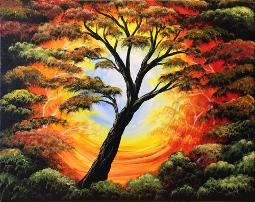 A Tree of Life Autumn Glow paint nite project by Yaymaker