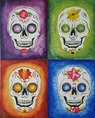 A Seasons of Calaveras Sugar Skulls paint nite project by Yaymaker