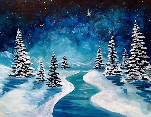 A Silent Night River paint nite project by Yaymaker