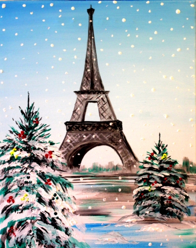 A Let it Snow In Paris paint nite project by Yaymaker