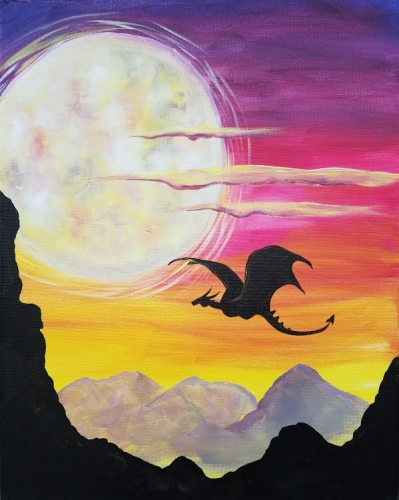 A Moonrise Dragon paint nite project by Yaymaker