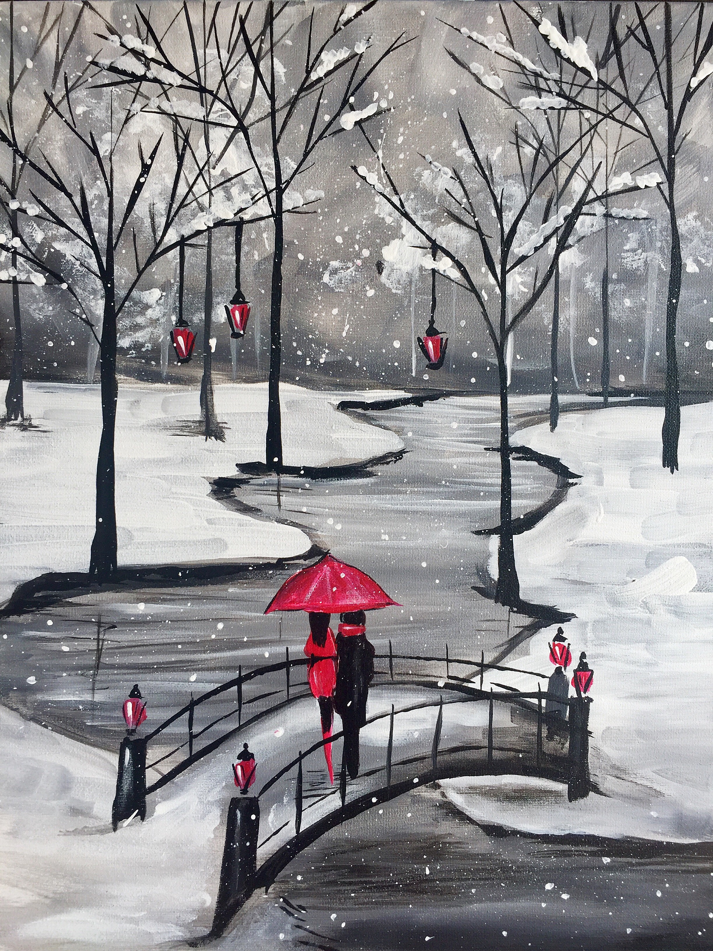 A Loving You through the Snow Storm paint nite project by Yaymaker