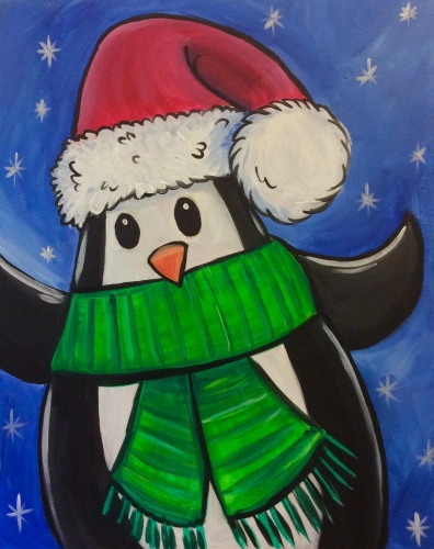 A The Christmas Penguin paint nite project by Yaymaker