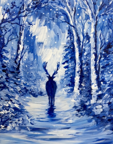 A A Winter Stag paint nite project by Yaymaker