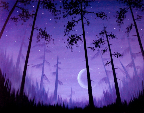 A Forest Moonrise paint nite project by Yaymaker