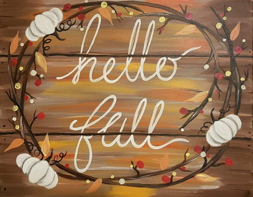 A Hello Fall Sign paint nite project by Yaymaker