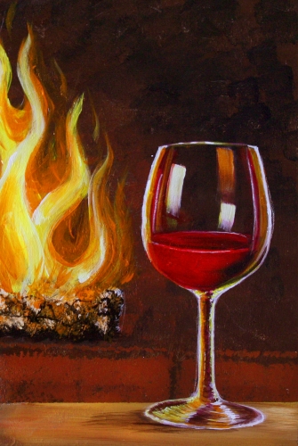 A Wine By the Fireplace paint nite project by Yaymaker