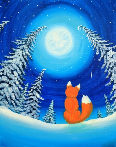 A Fox in the Winter Grove paint nite project by Yaymaker