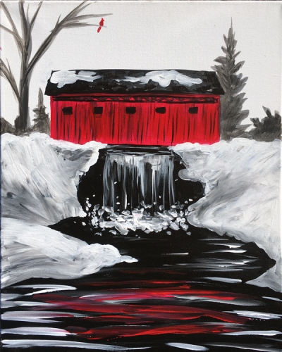 A Covered Bridge in Winter II paint nite project by Yaymaker