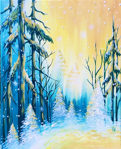 A Frozen Winter Landscape paint nite project by Yaymaker