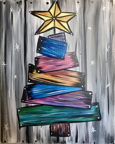 A Barn Board Christmas Tree paint nite project by Yaymaker