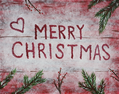 A Merry Christmas Sign paint nite project by Yaymaker