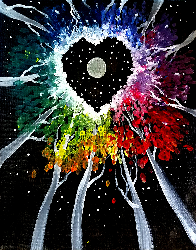 A I Heart Moon Trees paint nite project by Yaymaker