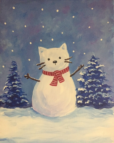 A Cat Snowman paint nite project by Yaymaker