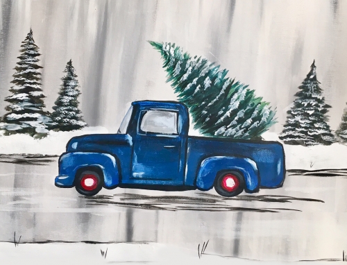A Finding the Perfect Christmas Tree paint nite project by Yaymaker