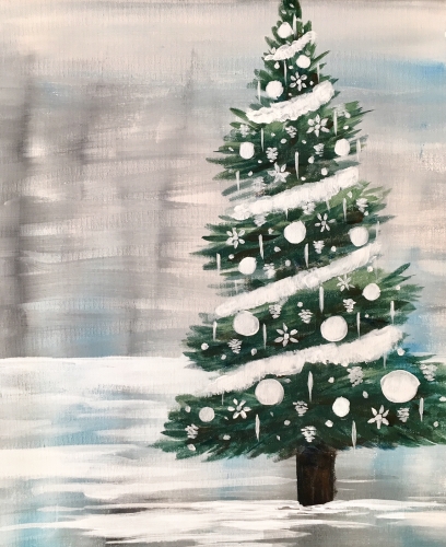 A White Christmas Tree paint nite project by Yaymaker