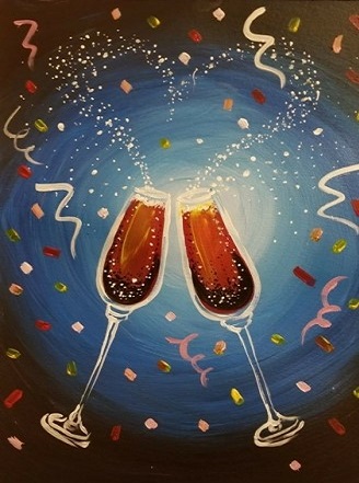 A New Years Toast paint nite project by Yaymaker