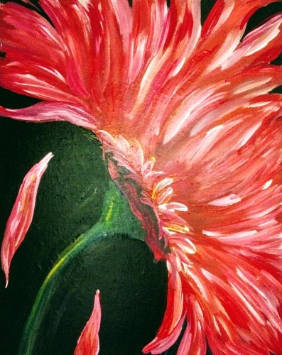 A Red Sunflower Falling Petals paint nite project by Yaymaker
