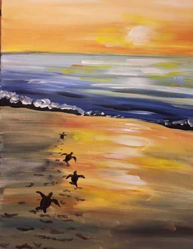 A Turtles into the Sunset paint nite project by Yaymaker